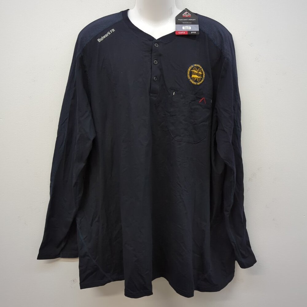 Bulwark FR Flex Knit Long Sleeves Men's Henley Shirt 3XL Navy